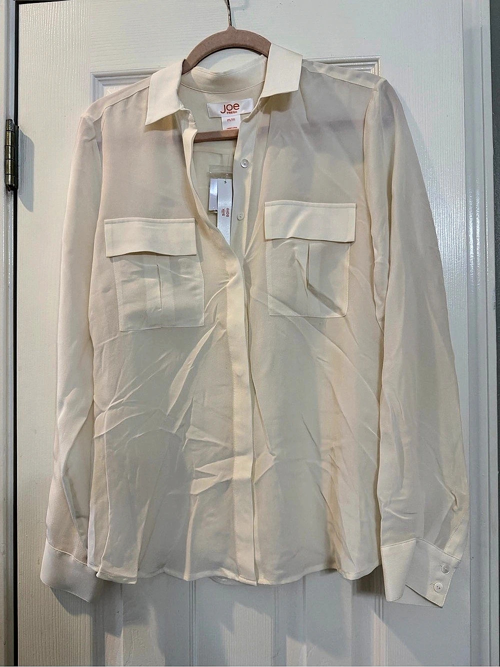Joe Fresh Silk Button Down Shirt Size Medium